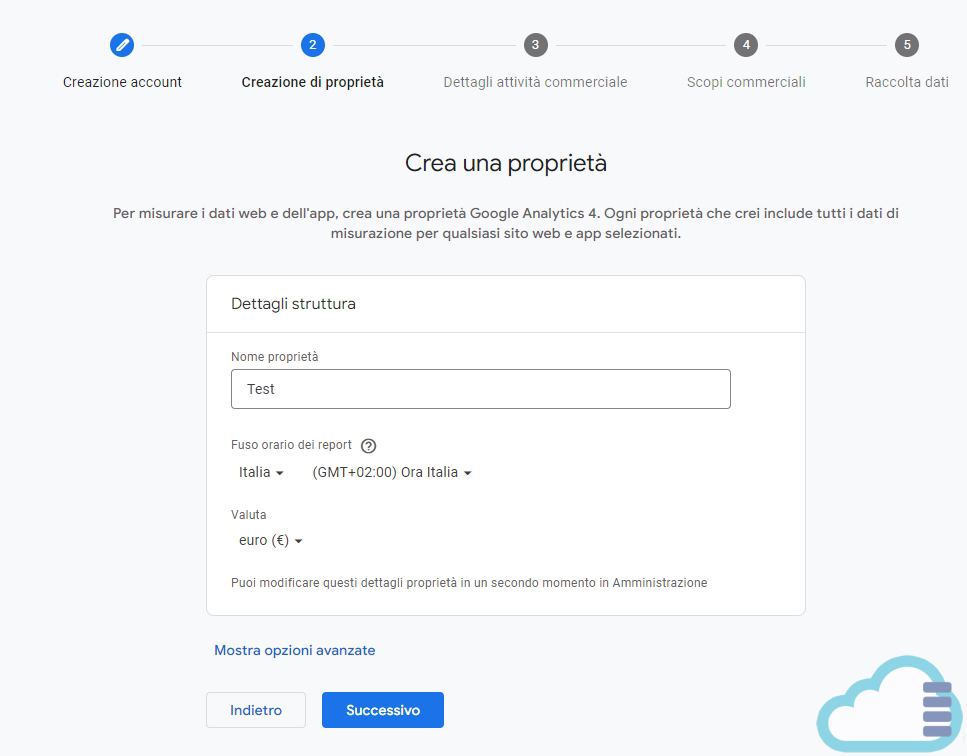 Schermata di configurazione di Google Analytics 2