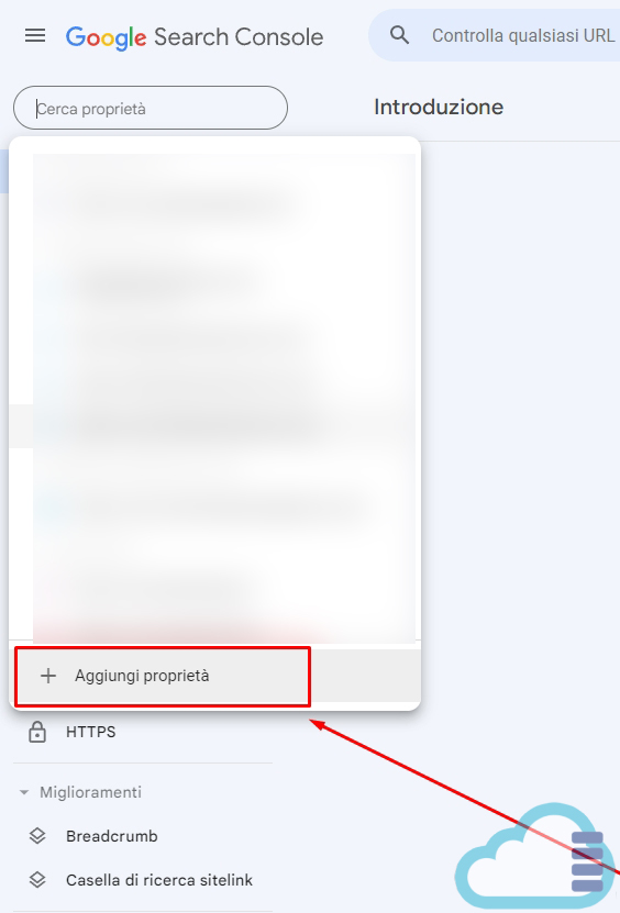 Google Search Console inserimento proprietà
