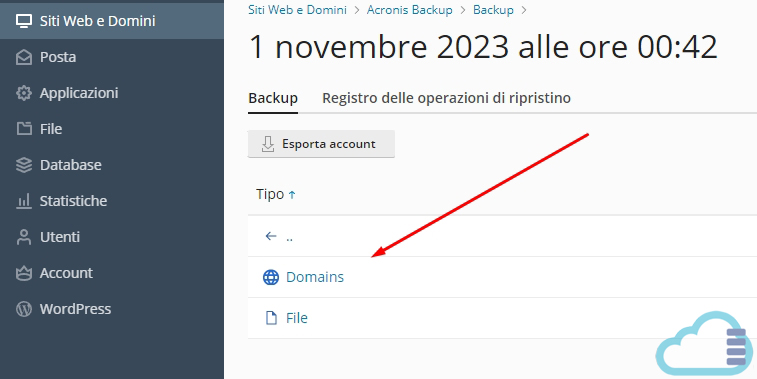 Acronis Backup scelta del backup 1